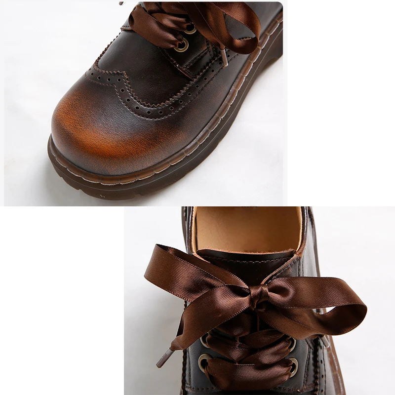 

BEYARNE New Flat Oxford Shoes Woman Autumn Genuine Leather Shoes Lace-up Vintage Round Toe Platform Shoes Fashion Bullock Shoes'