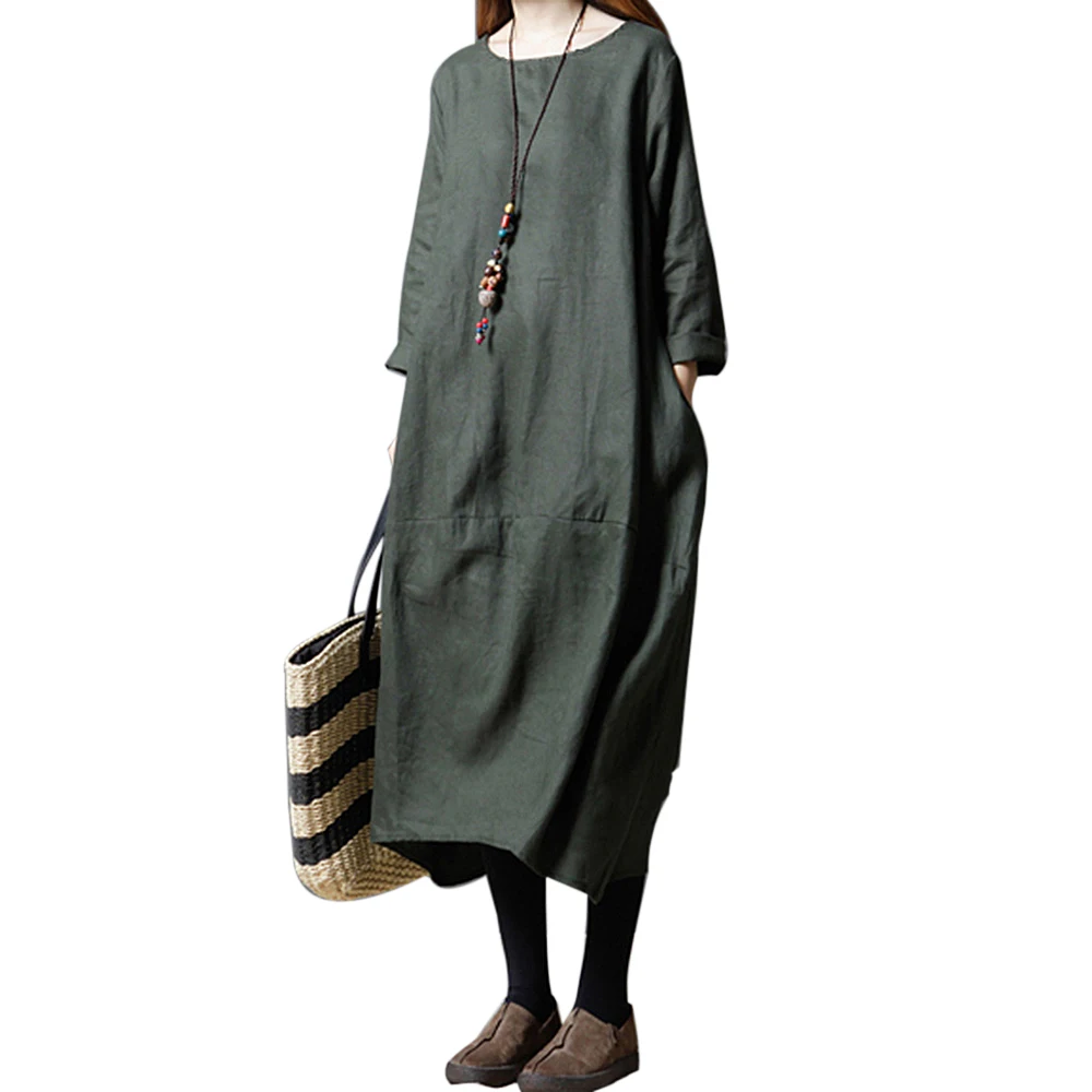 CALOFE размера плюс 3XL шифоновое платье-туника женское летнее с длинным рукавом Бохо пляжное вечернее платье повседневное с цветочным принтом Длинное Платье Макси - Цвет: Green 6