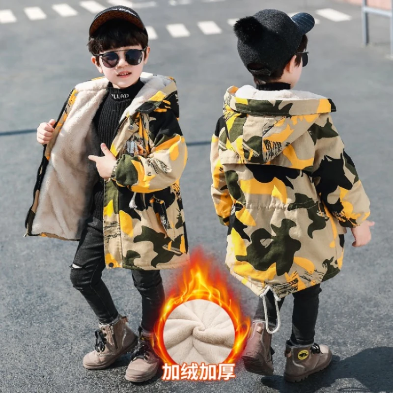 Одежда с капюшоном для маленьких мальчиков зимние детские теплые меховые куртки