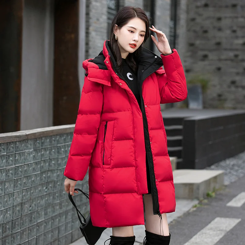 

Женский Средний и длинный пуховик, облегающее пальто на белом утином пуху в Корейском стиле, модель 2021 года, зимнее платье