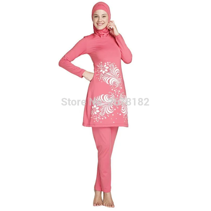 Мусульманский купальник с принтом для женщин и девушек полным покрытием