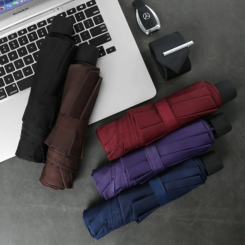 Складной зонт для мужчин и женщин ручной однотонный складной бизнеса обратной