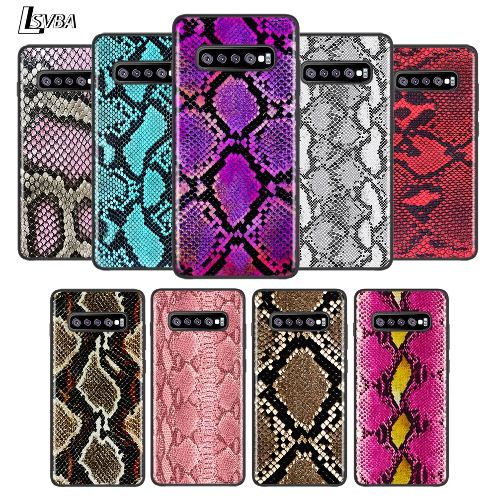 

Snakeskin Texture For Samsung Galaxy Note 20 10 9 8 S21 S10 S10E S9 S8 S7 Ultra Lite Plus Pro Black Soft 5G Phone Case
