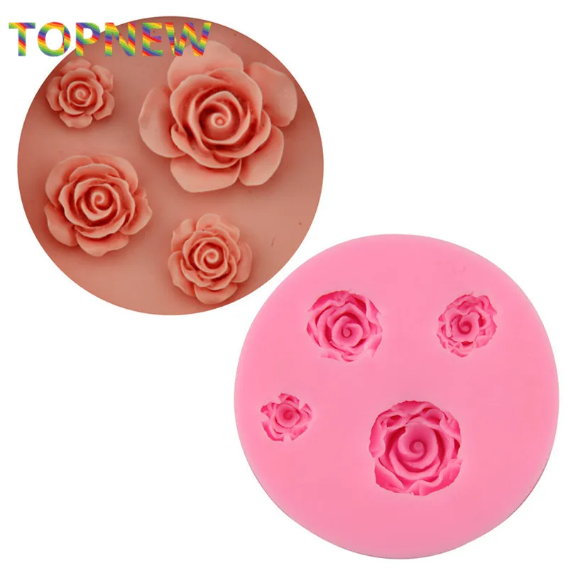 Качественные DIY 4 отверстия формы-розы помадные шоколадные силиконовые формы для