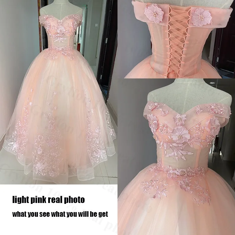 Бальное платье Gryffon Quinceanera кружевное с вышивкой и открытыми плечами для