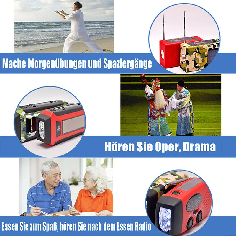 Аварийный Портативный AM FM радио рукоятка автономным питанием солнечные с 3