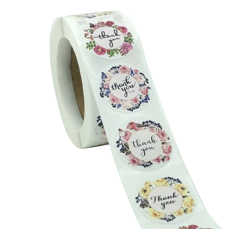 

500Pcs/Roll Floral Thank You Stickers Seal Labels Cute Stickers Scrapbook Stationery Sticker Gift Paper Label Stationery Sticker