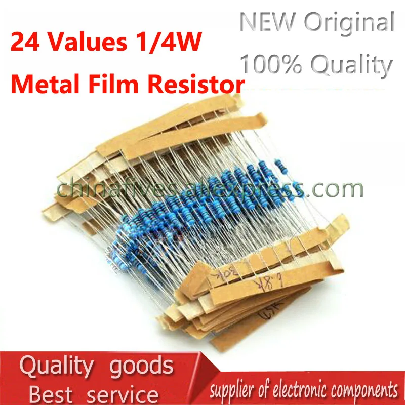 240 шт. 1 24valuesX10pcs / 4 Вт 0 25 1% k металлический резистор пленка 7 68 diy компонент комплект