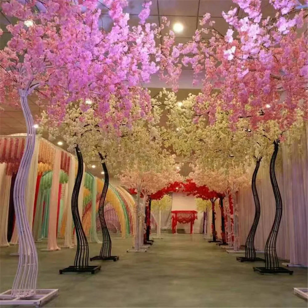 

Party Decoration 2.6M High White Color Cherry Tree Metal Road Leads To Wedding Runner Aisle Column Mall Door Decoration Frame