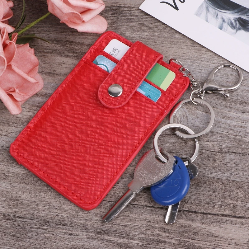

Portable ID Card Holder Bus Cards Cover Case Office Work Keychain Keyring Tool