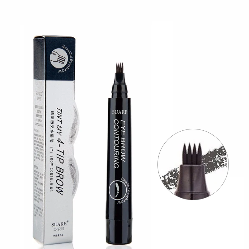 

4 Colors 3D Eyebrow Pen Waterproof 4 Fork Tip Eyebrow Tattoo Pencil Long Lasting Natural Dark Brown Liquid Eye Brow Pencil TSLM1