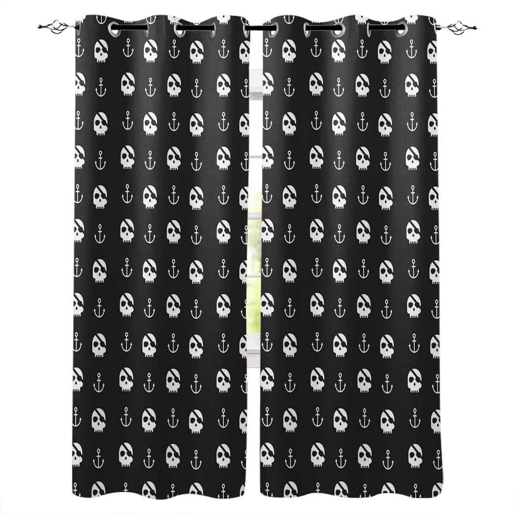 Оконные шторы с пиратским черепом для гостиной декоративные предметы товары