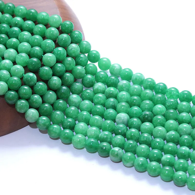 

Natural Dark Green Jades Round Loose Stone Beads For Jewelry Making 6mm 8mm 12mm Making DIY Bracelet Pendant Necklace