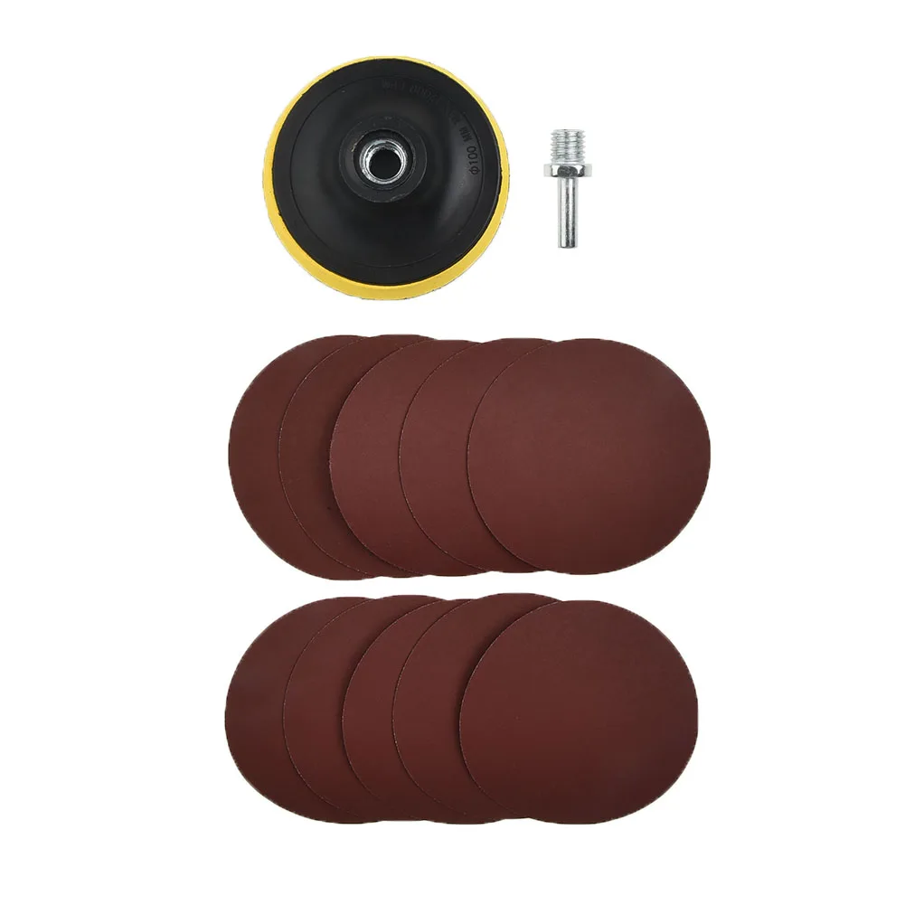 10PCS 4 Sanding Disc Paper Hook Loop Sander + Backer Pad + Drill Adapter