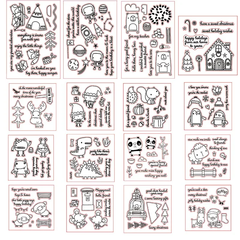 

Маленький пингвин "Панда" лягушка с изображением Санта Клауса, прозрачный силиконовый прозрачный штамп для Скрапбукинг декорирования Мягк...