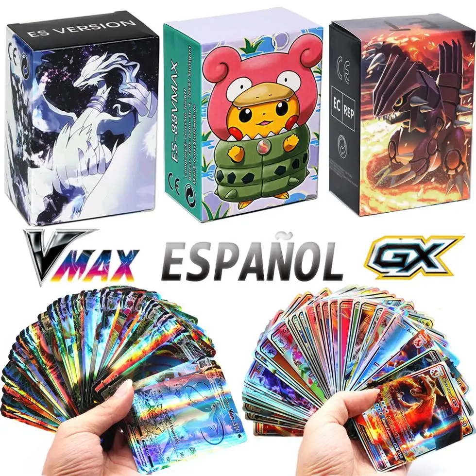 

2021 новые карты Pokemon в испанской этикетке команда GX VMAX тренажер энергия голографические игральные карты игра Castellano Espaol детская игрушка