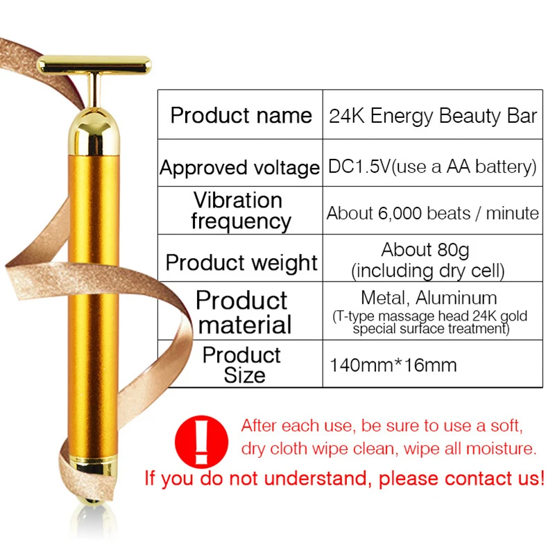 Электрический Виброметр для подтяжки лица Т образный золотистый массажный