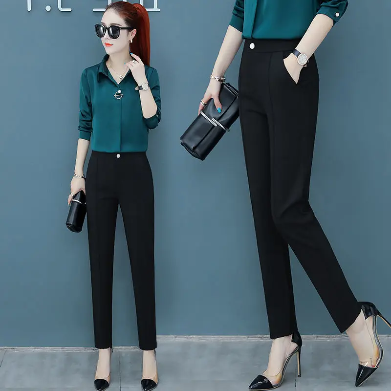 

Брюки женские офисные с завышенной талией, на молнии, на весну/осень