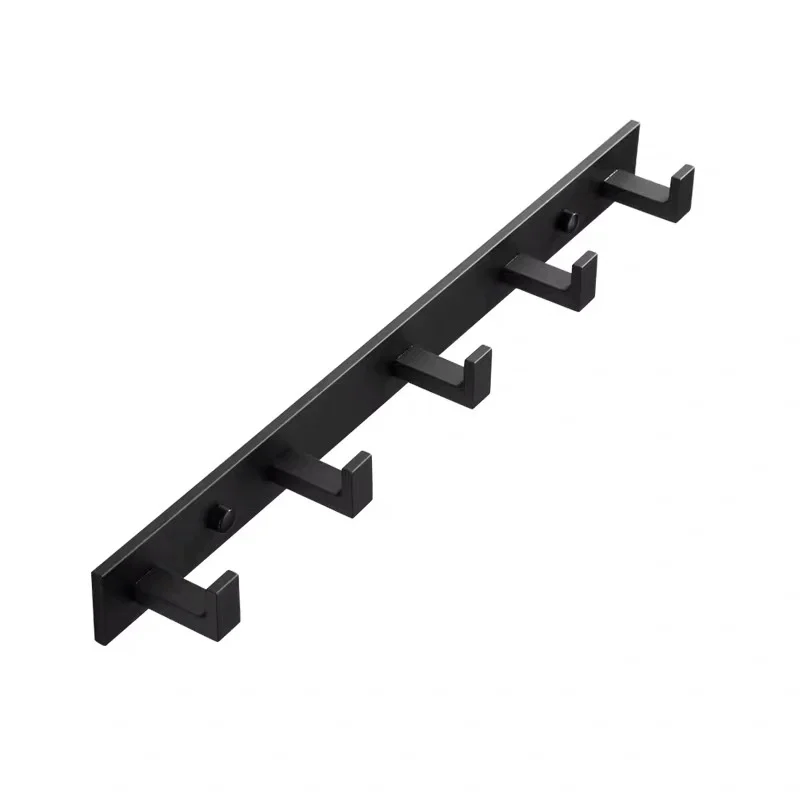 

Bathroom Space Aluminum Robe Hook Wall Mounted Clothes Coat Hook Wall Hanger Black Bathroom Accessories WF