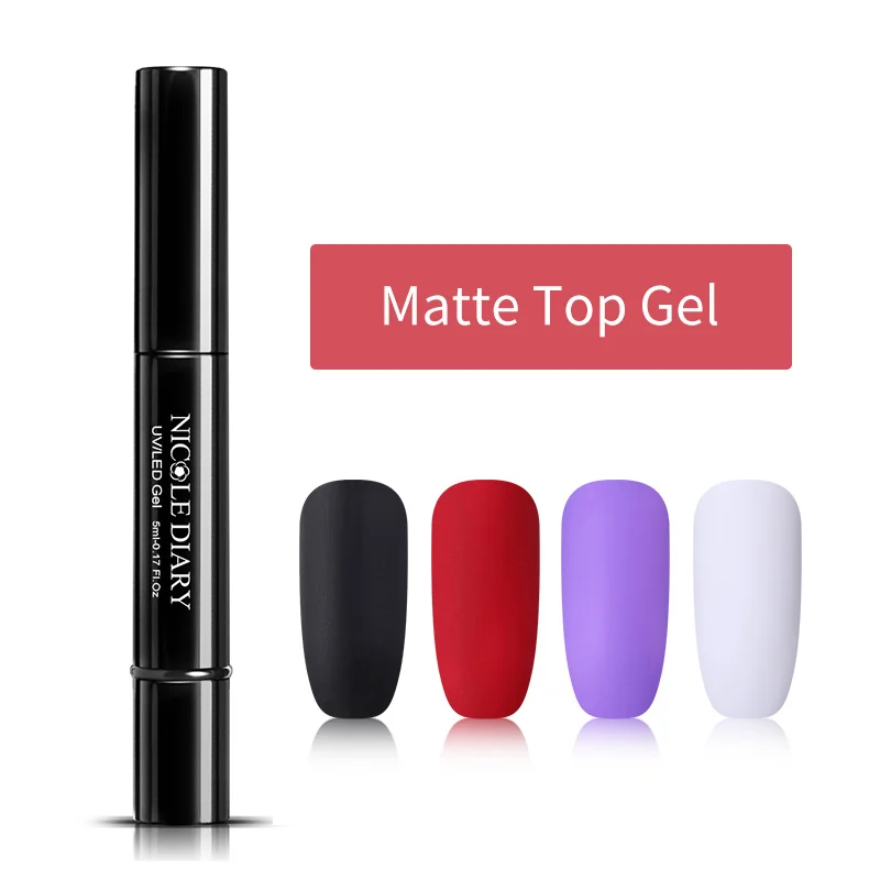 Matte Top Coat NICOLE DIARY, 56 цветов, УФ-Гель-лак для ногтей, один шаг, чистый лак для ногтей, ручка, 3 в 1, лак для ногтей, цветной гель, матовый, верхнее покрытие, впитывается - Цвет: Matte Top Coat