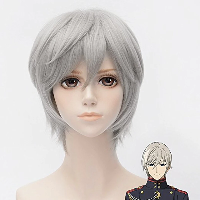 

Owari no Seraph Of The End Hiiragi Shinya Hiragi Short Grey Heat Resistant Synthetic Hair Cosplay Anime Wig + Free Wig Cap