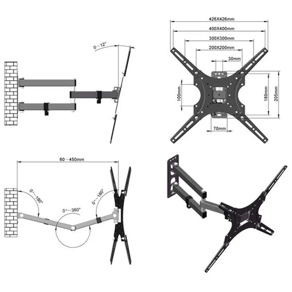

Universal Adjustable TV Wall Mount Bracket Universal Rotated Holder TV Mounts for 14 to 32 Inch LCD LED Monitor Flat Panel