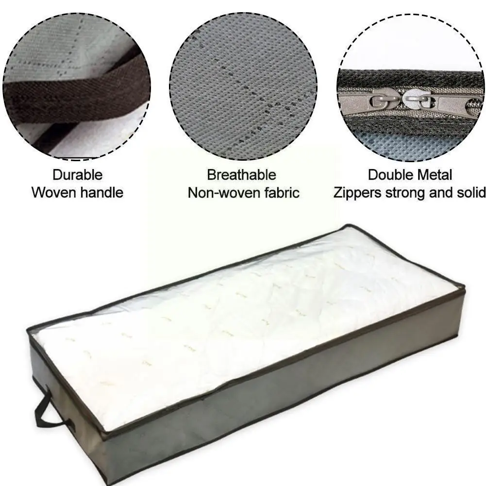 

Foldable Under Bed Bags,1/2 Pack Large Under Bed Storage Organizer Zippered Clothes Storage Thick Boxes Underbed Breathable O0T4