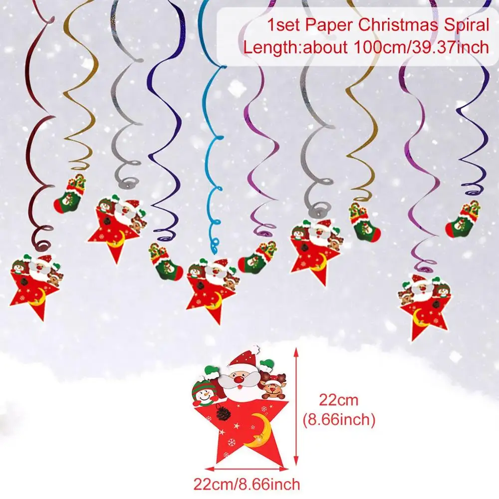Spiral Decoration 4 Huiran, 3 м, Рождественский баннер, Рождественское украшение для дома,, рождественские украшения, Санта, снеговик, Noel, флаги, год,, натальный - Цвет: Spiral Decoration 4