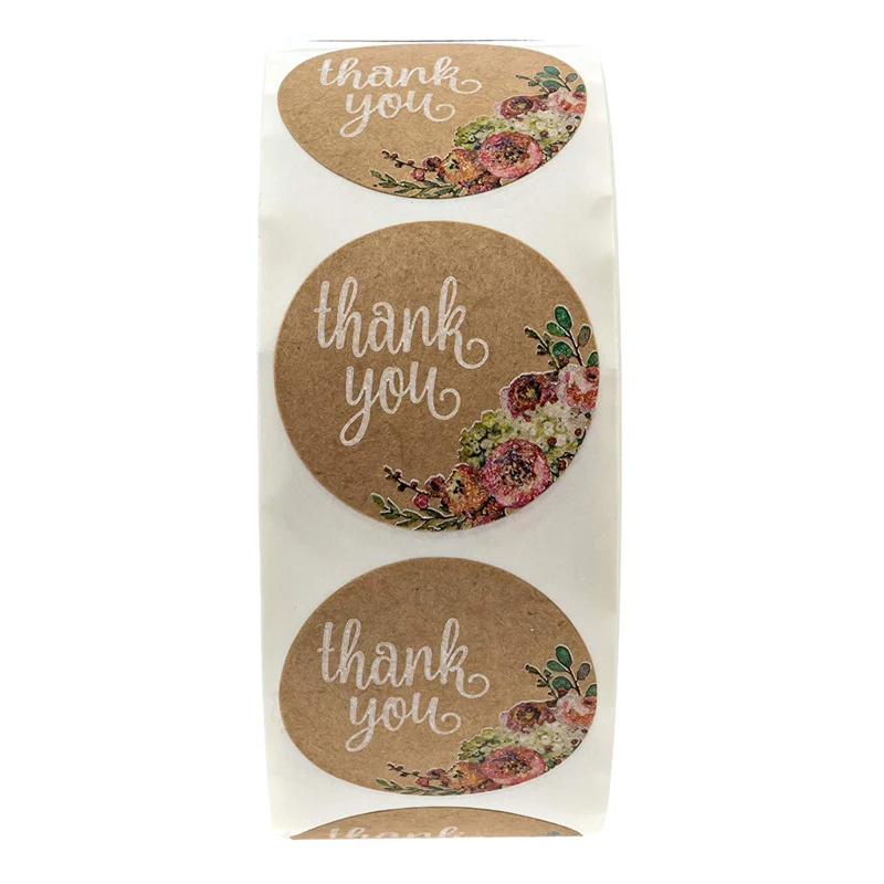 Милые прозрачные Цветочные наклейки с надписью Thank You цветок круглые для визитки