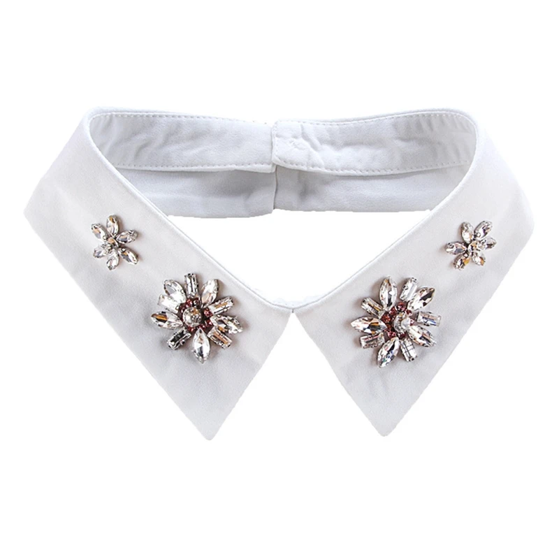

Women Nail Bead Lapel False Collar Beaded Jewelry Detachable Necklace Choker XX9D