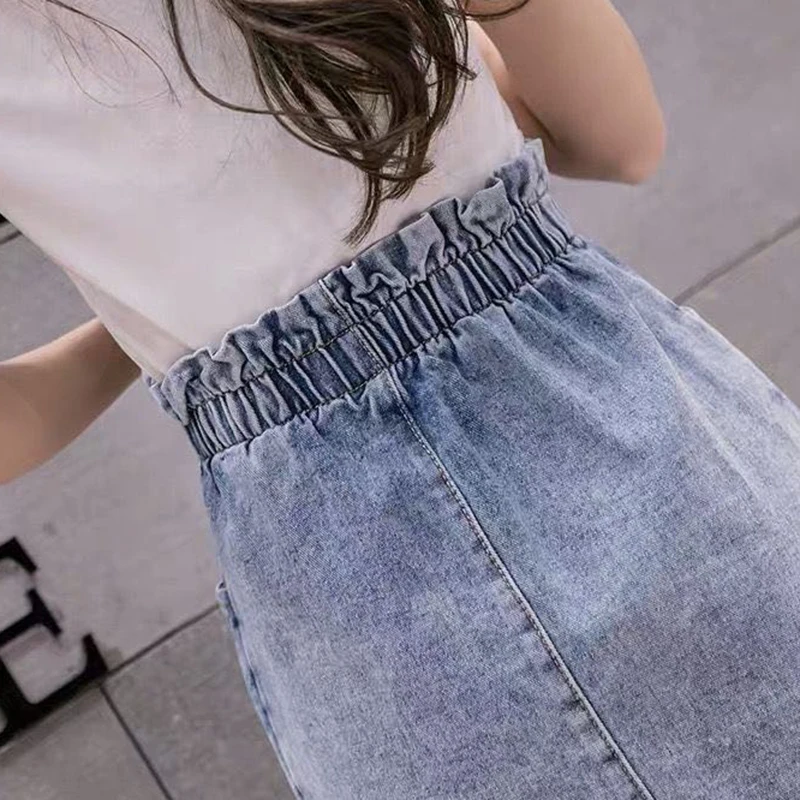 

Lucyever New Elastic High Waist Skirts Womens 2021 Summer Casual Pockets Denim Mini Skirt Woman High Street A-line Skirts Mujer