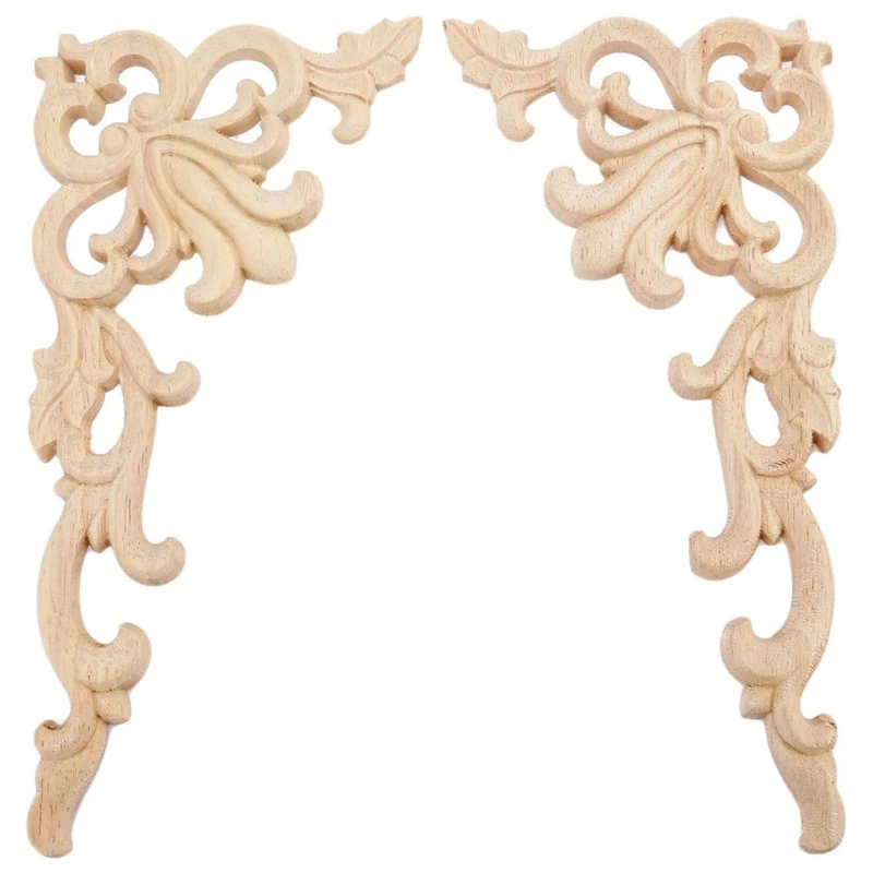 

4 шт. Европейская Цветочная Мебель Декоративная резная аппликация деревянная Современная Настенная рамка Угловая дверь