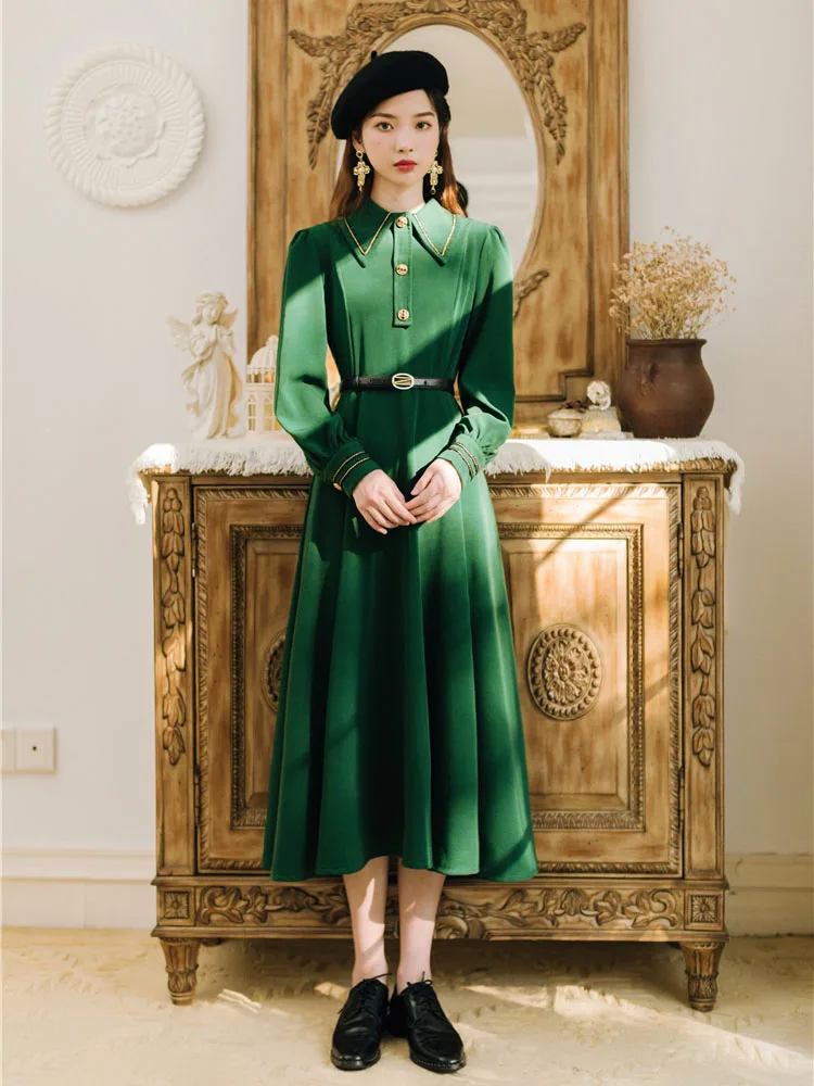 

Autumn Women Formal Dress Normcore Minimalist Turn Down Collar Office Lady Clothing With Sashe Loose Large Size Female Vestido