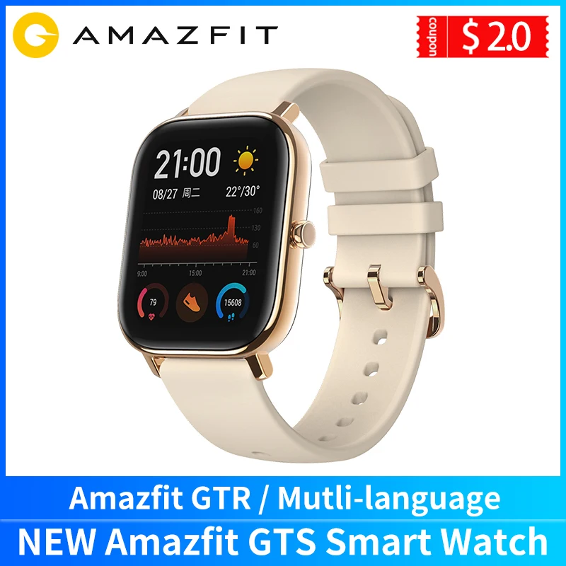 Умные часы Amazfit GTS водонепроницаемые (5 атм) умные для плавания с аккумулятором на