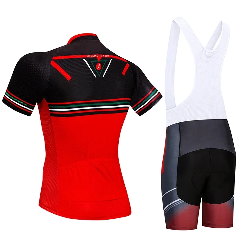 Черный красный командный PRO комплект Джерси для велоспорта MTB велосипедная