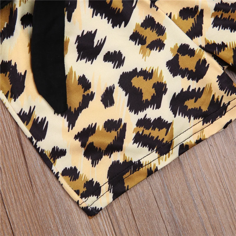 

Summer Baby Kids Girl Clothes Fashionable Suit Heart Sleeveless O-neck Vest Elastic Waist Leopard Print Short Pants
