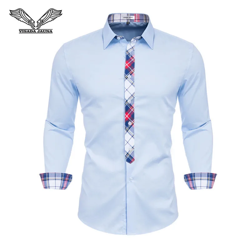 Light blue 55 Новинка, модная повседневная мужская рубашка с длинным рукавом, приталенная мужская повседневная рубашка на пуговицах, деловая одежда, рубашки, мужская одежда, Camisa - Цвет: Light blue 55