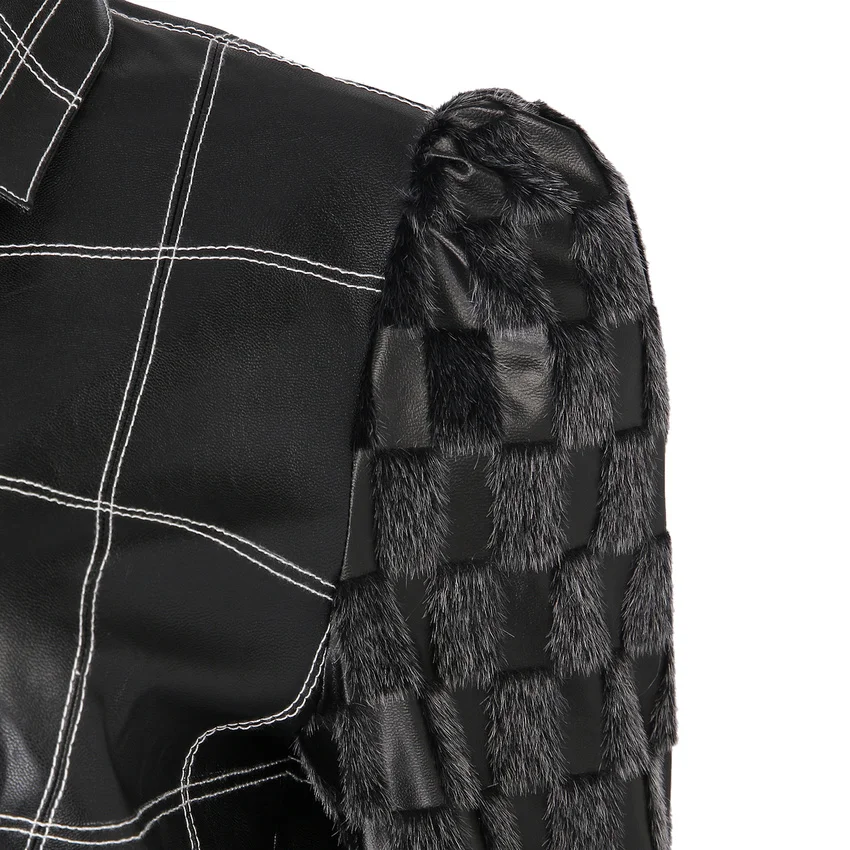 takerlama fashion demon cosplay for adult leather coat skirt black slim plaid jacket woman elegant dress suits movie costumes free global shipping