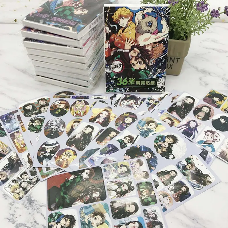 

36pcs/box Waterproof Scrapbook Decor Stationery Stickers School Office Supply Gifts Anime Demon Slayer Kimetsu No Yaiba Sticker