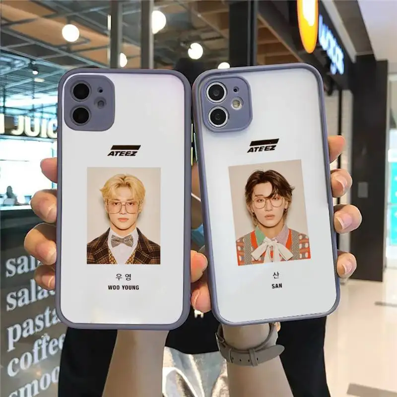 

Ateez Kpop Camera Protection Bumper Phone Case For iPhone 12 11 Pro XS Max XR X 8 7 Plus Translucent Matte Shockproof Cover