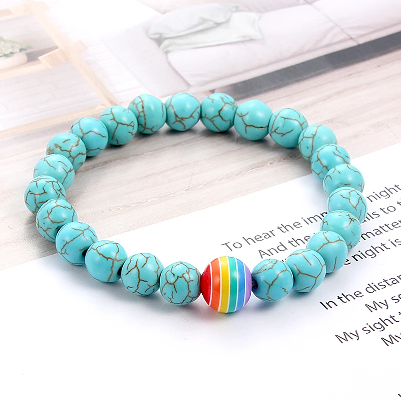 Женские и мужские браслеты с радужными камнями |