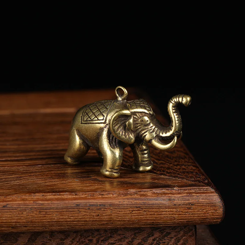 

Antique Bronze Minature Elephant Pendant Tea Pet Table Ornament Decorations Solid Copper Animal Crafts Home Decor Living Room