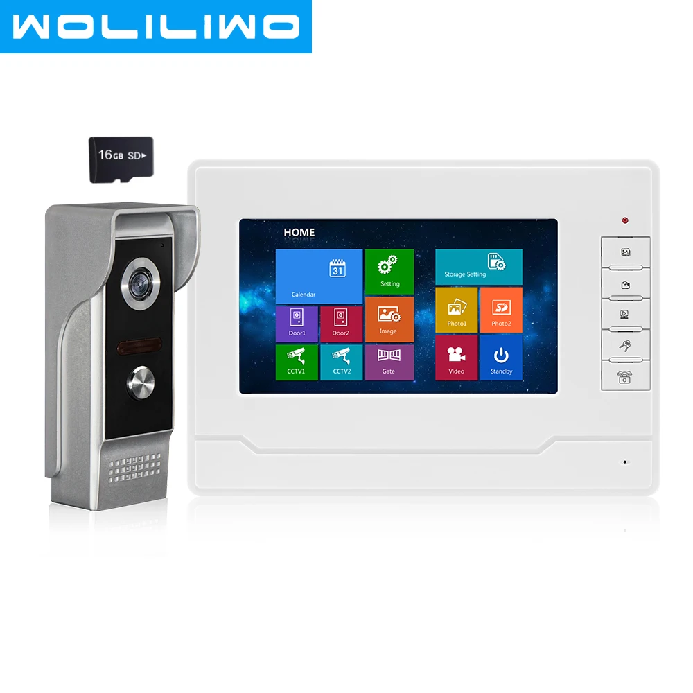 7 дюймов сенсорный экран монитор видео домофон охранных Системы многоязычная