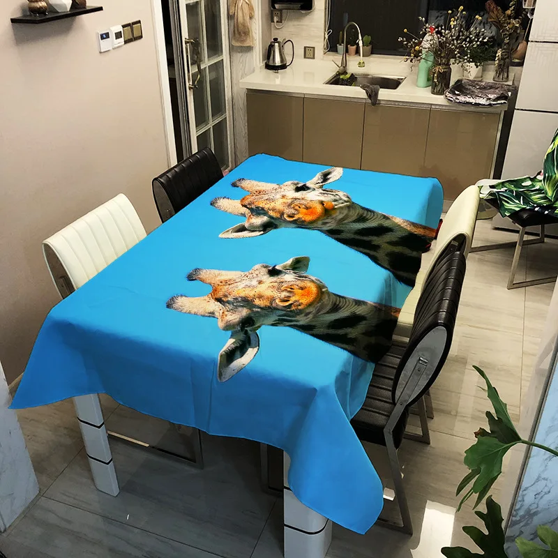 

Cute Giraffe Tablecloth Animal Pattern Table Cover Rectangular Table Cloth Waterproof Table Cover Home Kitchen Wedding Decor