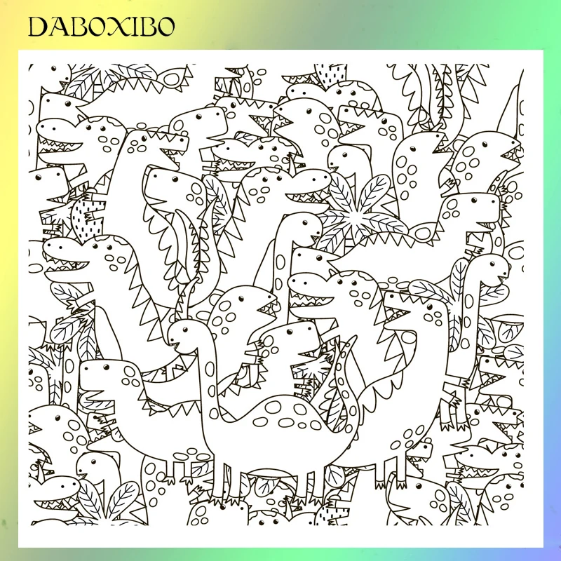 Прозрачные штампы DABOXIBO с милым динозавром для рукоделия скрапбукинга