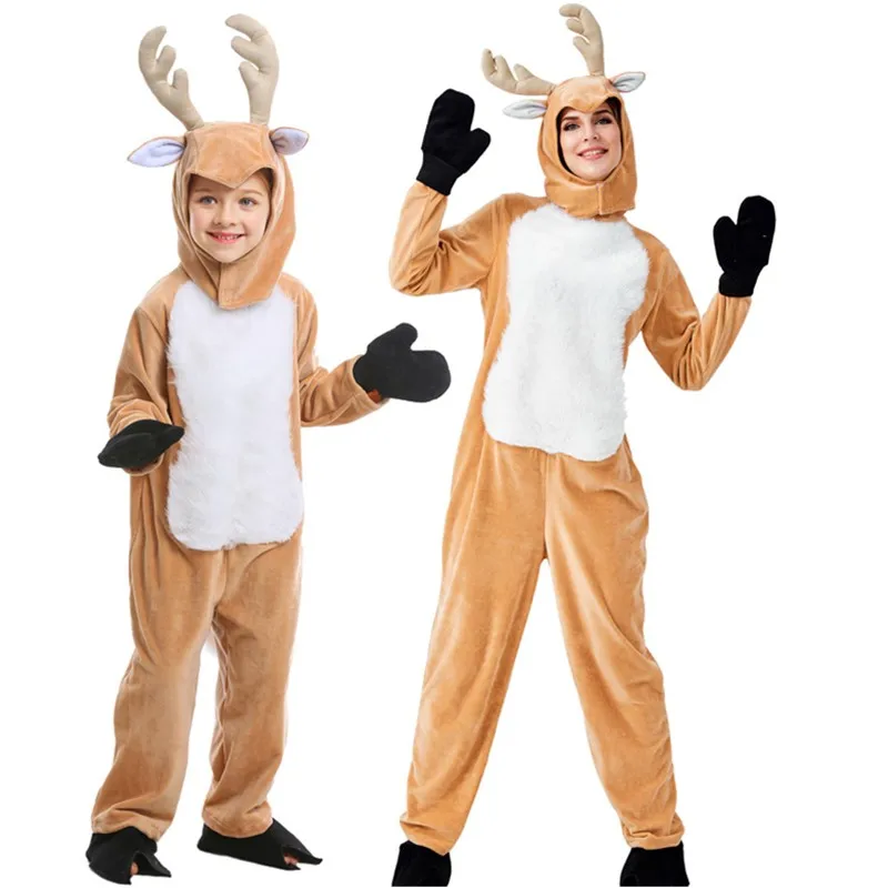 

Christmas Animal Reindeer Rompers Snowman Elk Elf Santa Claus Jumpsuit Xmas New Year Party Role Play Parent-child Costume