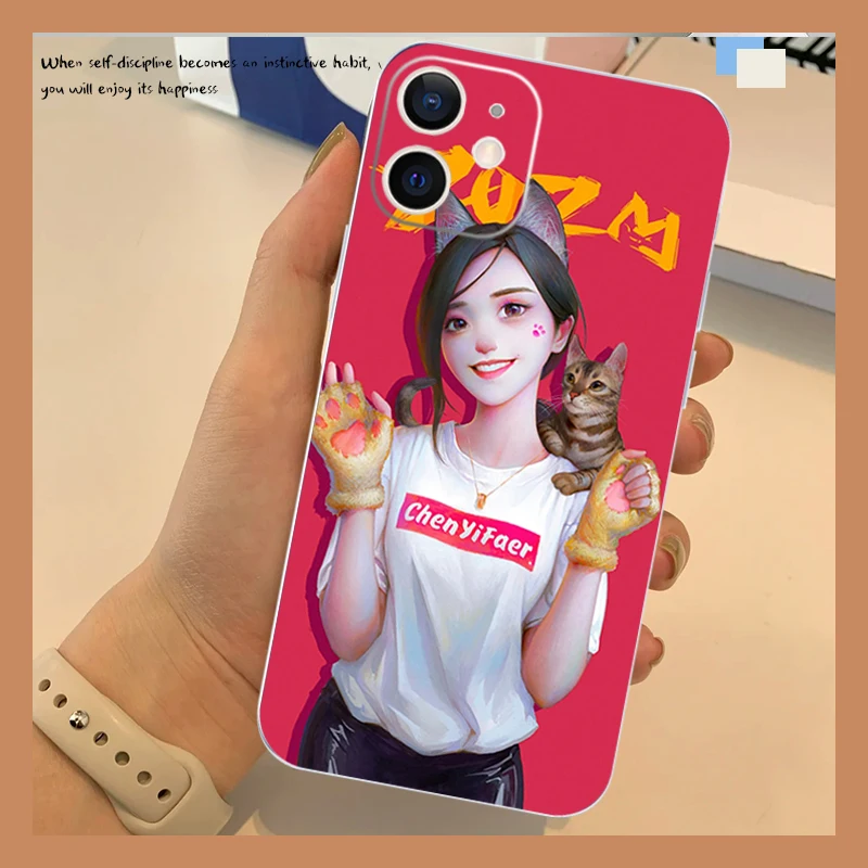 

New Original Transparent Silicone Personalized Girl Case For iPhone 11 12 Pro Max Mini X XR XS Max 7 8 Plus Protection Cover