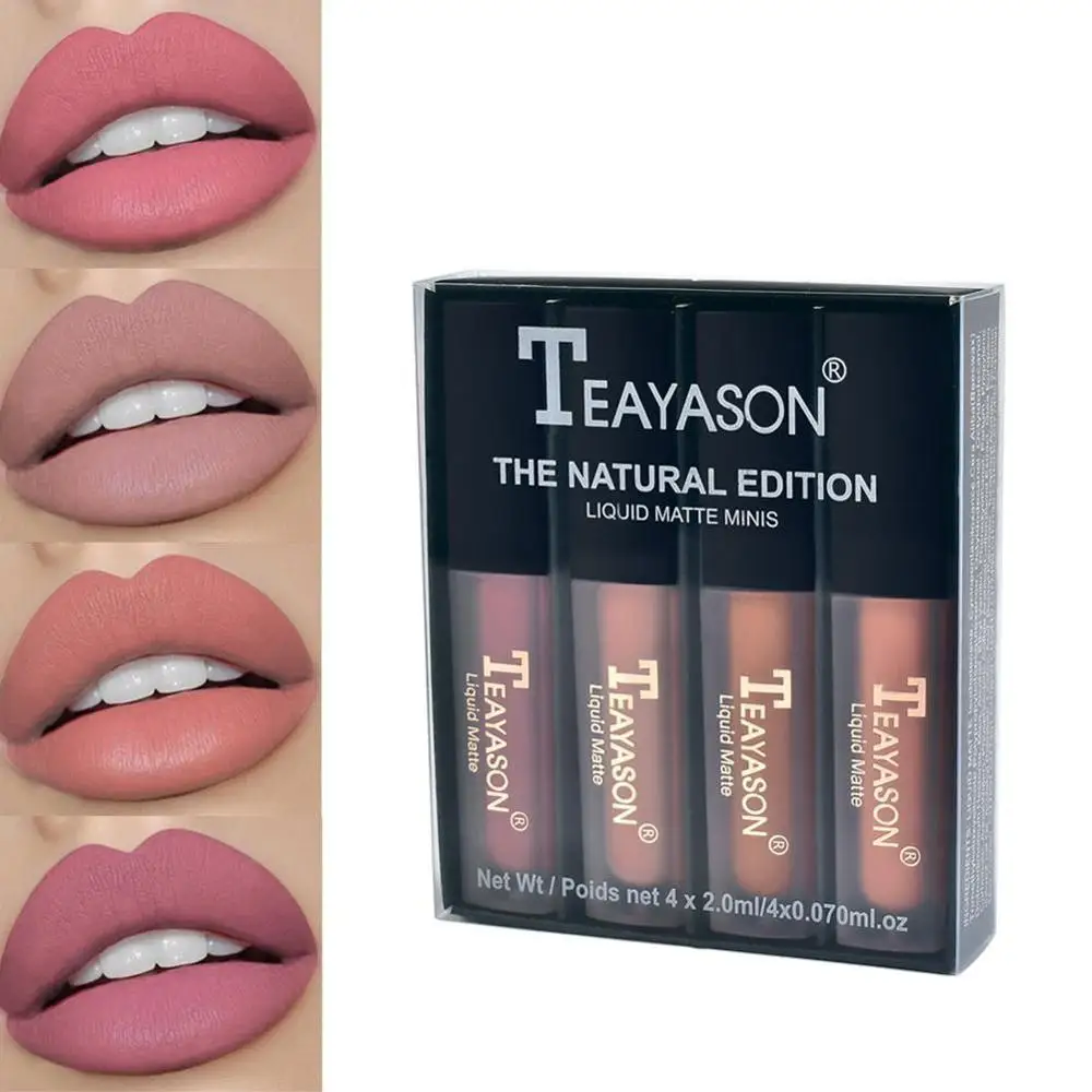 TEAYASON 4 шт./компл. Женская модная жидкая губная помада набор блеск для губ телесный
