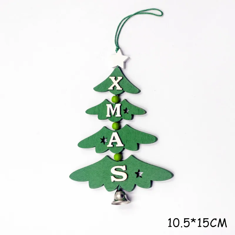Green XMAS Новогодняя натуральная Деревянная Рождественская елка орнамент деревянный кулон Рождественский подарок Noel Рождественское украшение для дома Navidad Deco - Цвет: Green XMAS