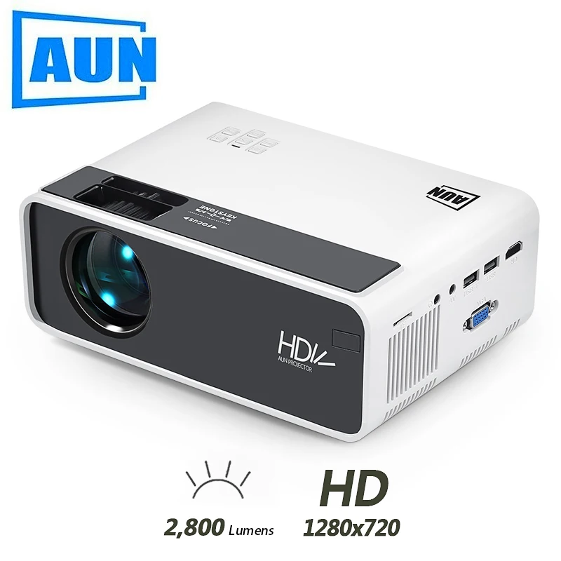 Мини проектор AUN D60 2800 люмен 1280x720P светодиодный для домашнего кинотеатра 1080P
